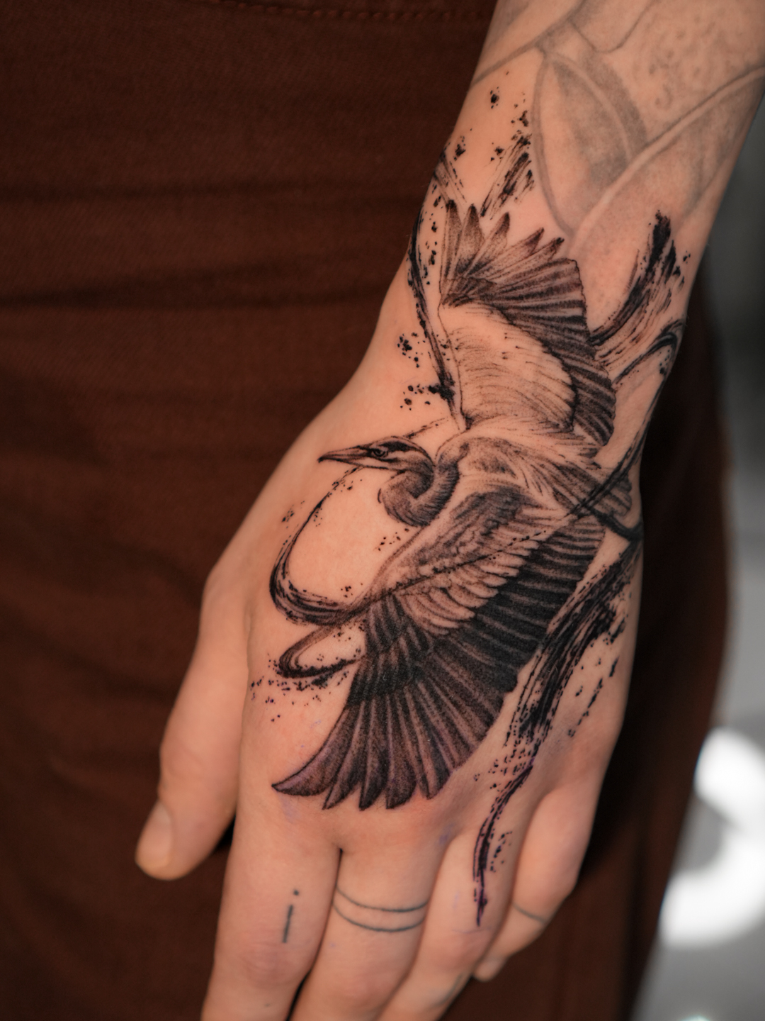 Japanese heron tattoo